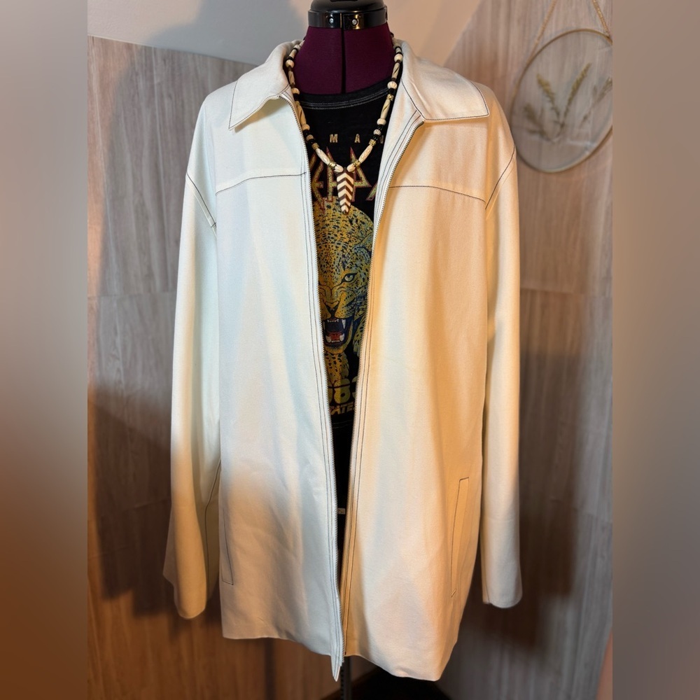Stacy Adams Cream Zip Front Jacket